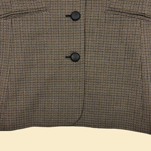1990s womens blazer jacket, size 8 vintage plaid womens beige/black jacket - Picture 6 of 8
